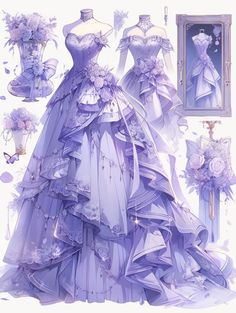 Purple Dress Drawing, Purple Dress Princess, Realistic Cartoon Art, Anime Art Styles, Demon Slayer Ocs, Victorian Era Dresses, Vestidos Anime