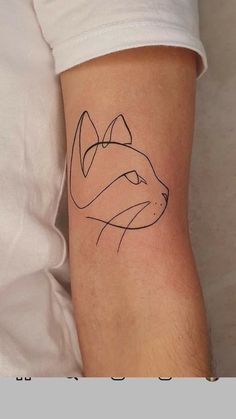 a cat's head is shown on the left side of the arm, with lines drawn across it