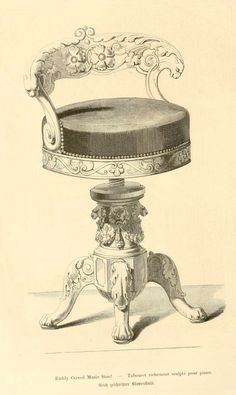 an antique drawing of a fancy chair