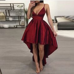 Sexy Backless Evening Dress · KoKo Fashion · Online Store Powered by Storenvy Burgundy Homecoming Dress, High Low Prom Dress, Satin Homecoming Dress, High Low Prom Dresses, Prom Dresses Uk, Prom Dresses Sleeveless, Fashionable Clothes, A Line Prom Dresses, Short Prom Dress