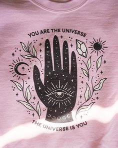 You are the Universe - Custom Sweatshirt - White - Pink - Unisex - Cosmic Art Pink Universe, Cosmic Art, Sweatshirt White, You Are Worthy, Spiritual Art, Pink Sweatshirt, White Sweatshirt, The Universe