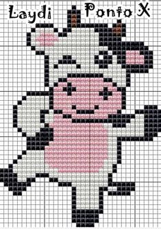 a cross stitch pattern with an image of a cow on it's face and the words laydi ponox