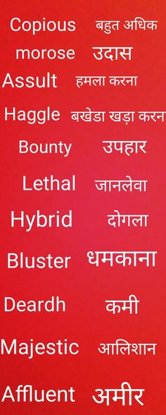 the words are written in different languages on a red background with white writing and black lettering