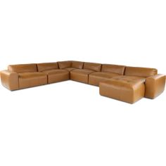 a large brown leather sectional sofa on a white background