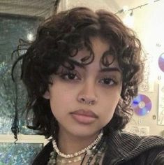 Curly Mullet Women Short, Grunge Short Hair Curly, Natural Curly Hair Mullet Short, Curly Grown Out Pixie, Short Curly Hair Alternative, Short Curly Haircuts Mullet, Short Curly Hair Grunge, Short Shaggy Curly Haircuts, Tom Boy Haircut For Women