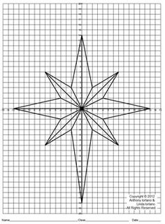 Christmas Star - 4 Quadrants, Coordinate Drawing & Graphing, Mystery Picture