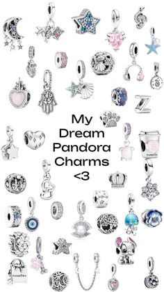 a poster with many charms on it that says, my dream pandara charms