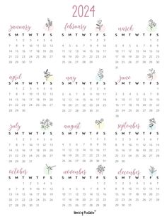 a calendar with the holidays and new year's dates in pink, blue, and green