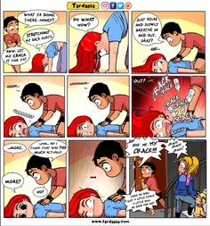 a comic strip with an image of a woman being hugged by a man