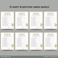 Sweet 16 Birthday Party Games Bundle Printable, 16th Birthday Games for Her, Teen Girl Birthday Activities, Sweet Sixteen Teenager Games 16 Birthday Party Games, Teenager Games, Emoji Game, Photo Scavenger Hunt, Emoji Games, Birthday Activities, Sweet 16 Birthday Party, Adult Party Games