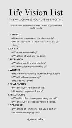 Life Vision List, Vision List, Drømme Liv, Girl Routine, Life Vision, Vie Motivation