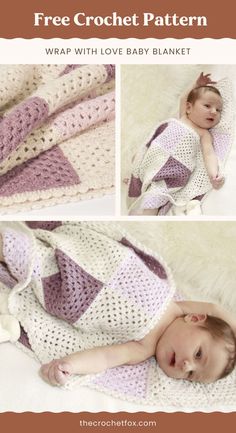 the crochet baby blanket pattern is easy to make and looks like it's made