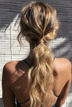 Low Ponytails For Prom, Hair With Sweetheart Neckline Wedding, Low Ponytail Formal Hairstyles, Prom Hair Low Ponytail With Braid, Updos Ponytail For Medium Length Hair, Prom Pony Hairstyles, Curled Hair Ponytail Formal, Prom Hair Loose Braid, Curled Pony Tailed Hairstyle Prom