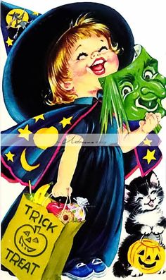 Vintage Halloween Cards, Halloween Memes, Halloween Graphics, Images Disney, Illustration Noel, Vintage Witch, Images Vintage, Fete Halloween