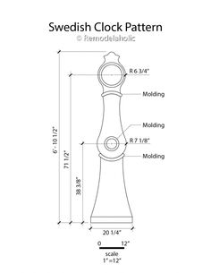 the swedish clock pattern is shown with measurements