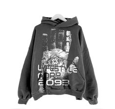 a black hoodie with an image of a skull on it