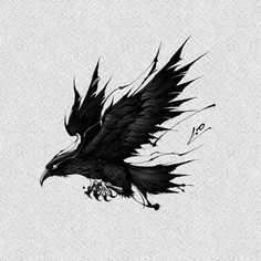 a black and white drawing of a bird flying