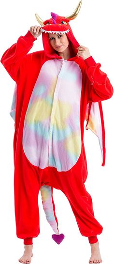 Harajuku, Halloween Costumes, Onesies, Adult Pajamas, Red Dragon, Halloween Costume, Shoes Jewelry