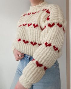 HEART SWEATER Knitting Pattern Norwegian Vintage Knitting Pattern Translated to English Digital Pattern pdf - Etsy Over Sized Knitted Sweaters, Aesthetic Knitting Patterns, Knitted Jumper Pattern, Heart Jumper, Knitting Clothes, Autumn Sweater, Hari Valentine, Jumper Knitting Pattern, Pull Crochet