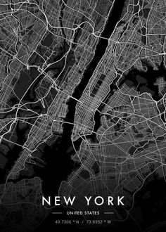 a black and white map of new york