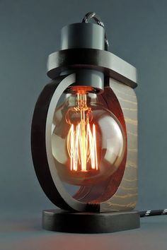 an old fashioned light bulb is turned into a lamp