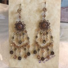 Austrian Crystal Beads. Gold-Filled Hypoallergenic Ear Wires. Handcrafted With Love By Yours Truly! Whimsigoth Earrings, Whimsical Jewelry, Beaded Jewelry Tutorials, Mismatched Earrings, Rose Jewelry, Yours Truly, Style Earrings, Earrings Color, Austrian Crystal