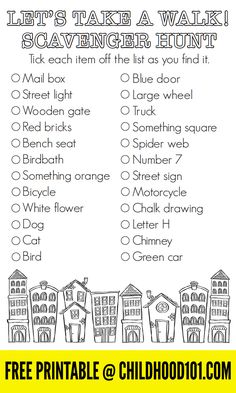 a printable scavenger hunt for children to play in the house and learn how to