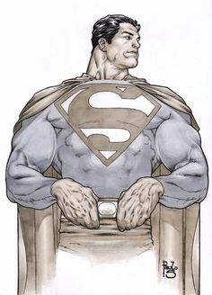 a drawing of superman sitting in a chair