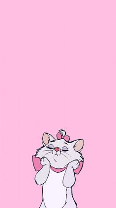 a pink background with a cartoon cat on it