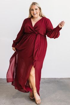 Red Dress Boho, Wedding Guest Dress Long Sleeve, Plus Size Wedding Guest Outfits, Wine Maxi Dress, Plus Size Red Dress, Jewel Tone Dress, Dress Wine, Plus Size Bridesmaid, Baltic Born