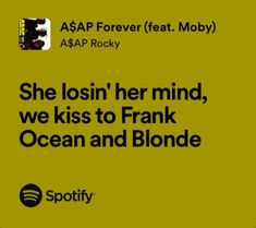 the cover art for she lost her mind, we kiss to frank ocean and blonde