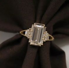 Emerald Cut Cluster Bezel set Moissanite Engagement Rings Split Shank Band Rings | eBay Trillion Engagement Ring Set, Emerald Engagement Ring Split Shank, Saphire Engament Ring Art Deco, Moisinite Engagement Ring, Emerald Step Cut Engagement Ring, Vintage Emerald Cut Diamond Ring, Floating Engagement Ring Setting, Gold Band Engagement Rings Emerald, Mid Century Ring