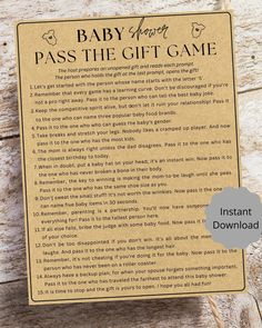 baby shower pass the gift game with instructions