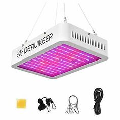 the drukker led grow light is hanging from a ceiling with other items around it