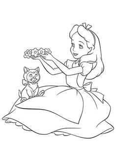 the princess and her cat coloring pages