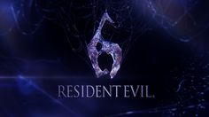 the logo for resident evil is displayed in front of some water droplets on a dark background