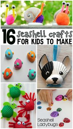 sea shell crafts for kids to make with seashells and other things that are on display