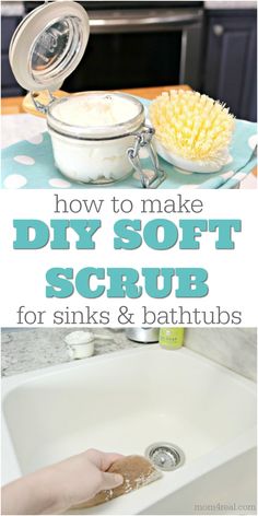 how to make diy soft scrub for sinks and bathtubs