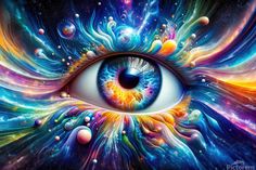 Cosmic Eye 06 Vibrant Universe - Matthias Hauser Wall Clock Digital, Eyeball Art, Embrace The Journey, All Seeing Eye, Eye Art
