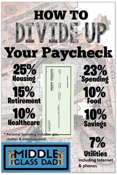 a poster with the words how to divide up your paycheck