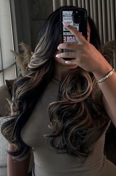 Balayage, Black Hair Balayage, Dark Hair With Highlights, Dye My Hair, Hair Inspiration Color, Baddie Hairstyles, Hair Color For Black Hair