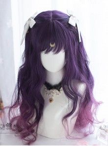 Harajuku Hair, Dark Purple Hair, Kawaii Wigs, Sailor Moon Luna, Galaxy Hair, Moon Luna, Anime Wigs, Purple Wig, Long Curly Wig