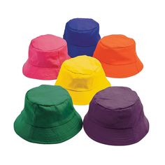 Bulk Bucket Hat Assortment - OrientalTrading.com Bucket Hat Photoshoot, Diy Crafts Summer, Colorful Hats, Crafts Summer, Crafts Birthday, Kids Bucket Hat, Diy Summer Crafts, Camp Crafts, Blank Hats