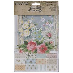 a package of stickers with flowers and laces on the bottom, in pastel colors