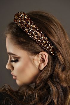 Bronze crystal headpiece is  High volume tiara for formal occasions. Bejeweled headband is wedding crown, graduation baroque crow/ Made of glittering crystals and high quality shiny beads. Entirely hand-sewn, high-quality cord is used, which holds each stone and crystal firmly and tightly.  The perfect finish to your formal look. Width is approx - [5,5 cm] Height is approx - [3cm] This headband will not leave anyone indifferent, because it is perfect.  READY TO SHIP. * All items are gift boxed and your order will be carefully packed in branded box, so that the product is fixed in the box and not bruised. ------------------------------ ✅Real colours may slightly different from one monitor to another,as it depends on. Specific monitor settings. ✅The products will be shipped by courier compan Bejeweled Headbands, Baroque Accessories, Crystal Headbands, Baroque Crown, My New Haircut, Elegant Headband, Pearl Bridal Headband, Headband Jewelry, Fascinator Headband