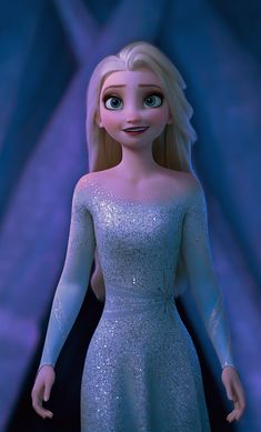 the frozen princess is wearing a blue dress