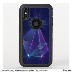 an iphone case is shown with blue and purple lights