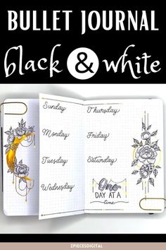 step by step how to draw flowers to create this aesthetic theme in your bullet journal. Black and white themes are an all time favorite and adding a touch of gold to finish off the spread. Check… More Draw Peony, Journal Black And White, Daily Planner Diy, Peony Drawing, How To Draw Flowers, Black And Gold Theme, Journal Black, Bullet Journal Monthly Spread, Draw Flowers