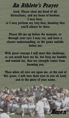 an athlete's prayer written in black ink