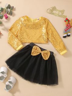 Multicolor Glamorous  Long Sleeve Sequins Colorblock   Non-Stretch All Toddler Girls Clothing Eid Fashion, Frocks For Babies, Sara Dress, Abc Cards, Kids Dress Patterns